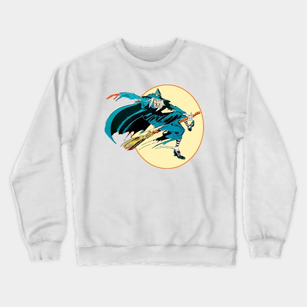 witch flying on broom Crewneck Sweatshirt by Marccelus